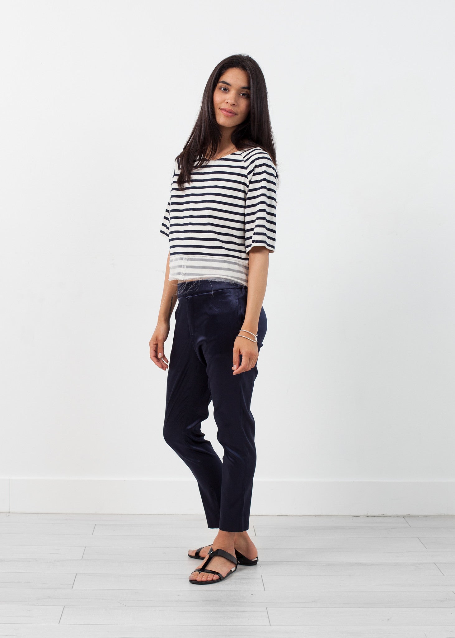 Sleeve Top in Navy Stripe